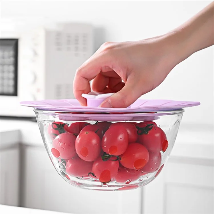 20*20cm Cute Flower Silicone Fresh-keeping Lid Kitchen Round Bowl Lid (No FDA Certificate, BPA Free) - Pink