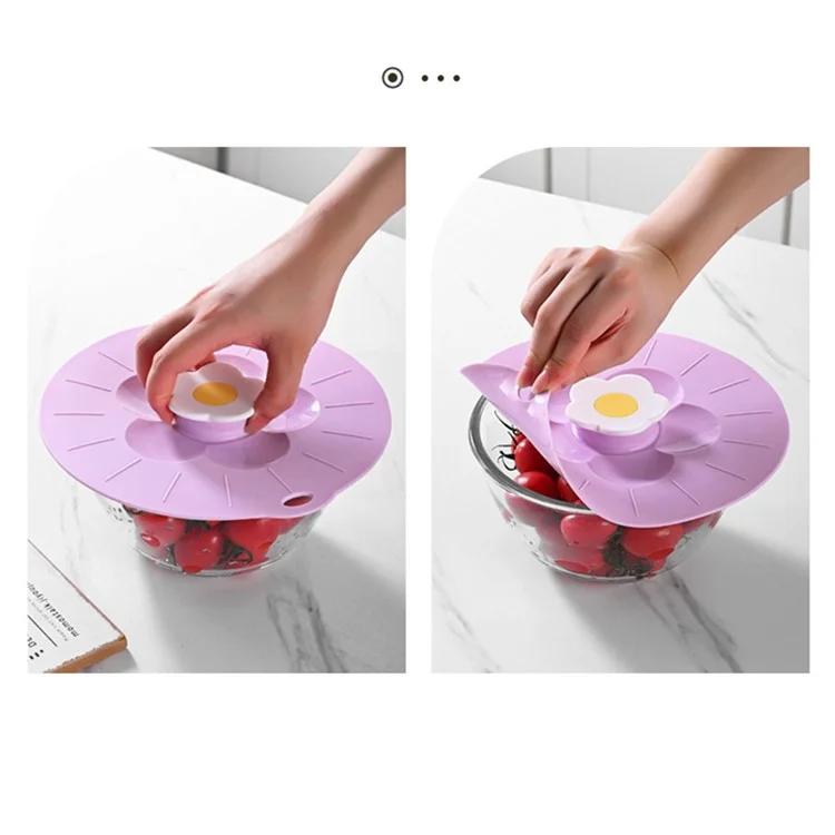 20*20cm Cute Flower Silicone Fresh-keeping Lid Kitchen Round Bowl Lid (No FDA Certificate, BPA Free) - Pink