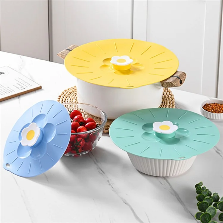 20*20cm Cute Flower Silicone Fresh-keeping Lid Kitchen Round Bowl Lid (No FDA Certificate, BPA Free) - Pink