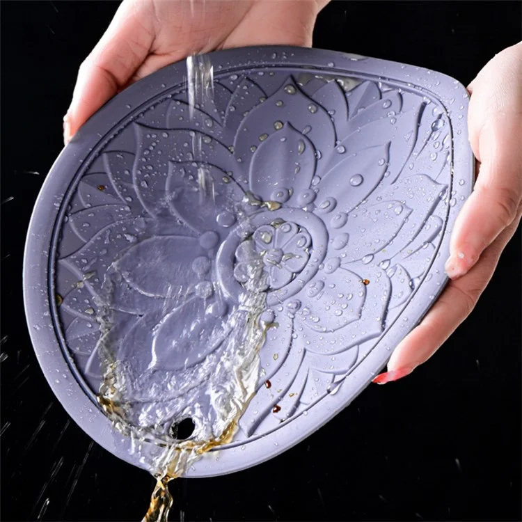 3 Pièces 16*16cm Dessous de Verre Ajourés Chinois Isolation Thermique Napperon en Silicone - Gris 