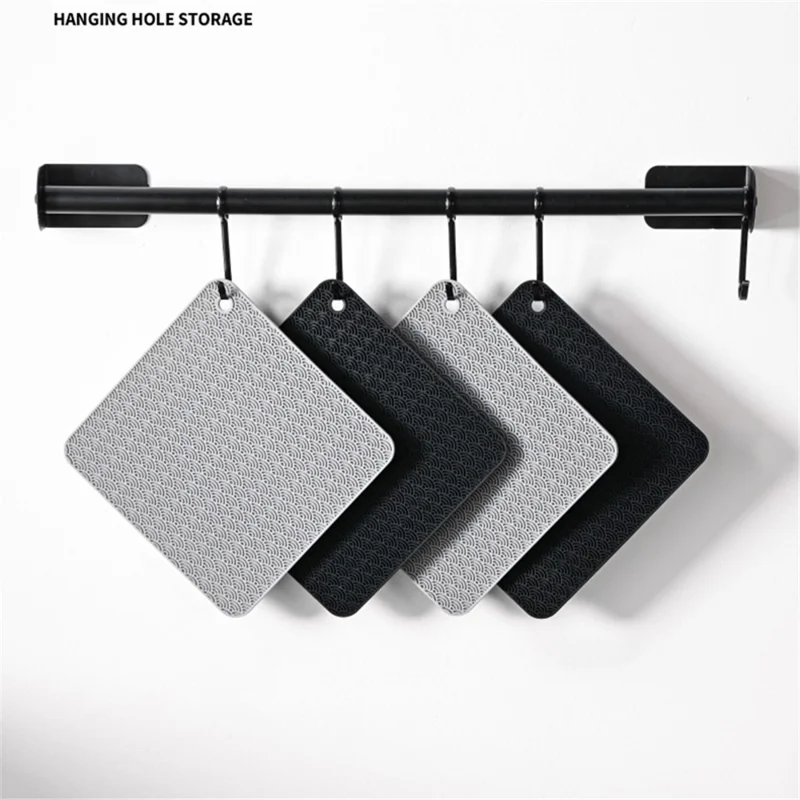 Square Silicone Bowl Dish Heat Insulation Pad Dining Table Protection Mat - Grey