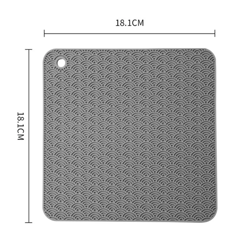 Square Silicone Bowl Dish Heat Insulation Pad Dining Table Protection Mat - Grey