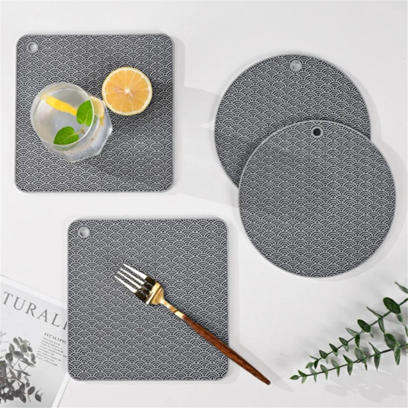 Round Silicone Anti-scalding Bowl Dish Pad Dining Table Protection Mat - Black