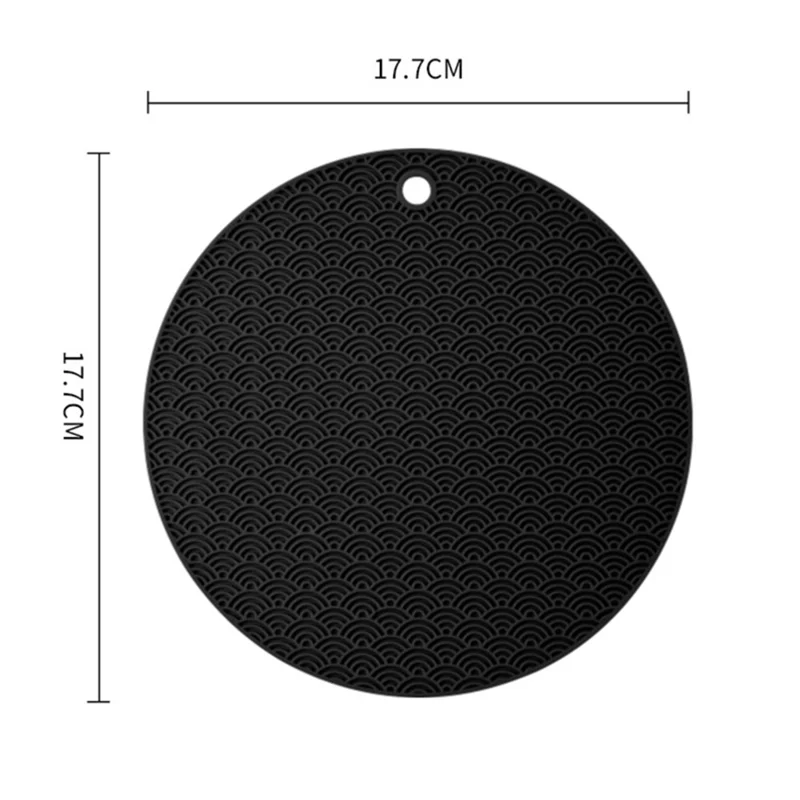 Round Silicone Anti-scalding Bowl Dish Pad Dining Table Protection Mat - Black
