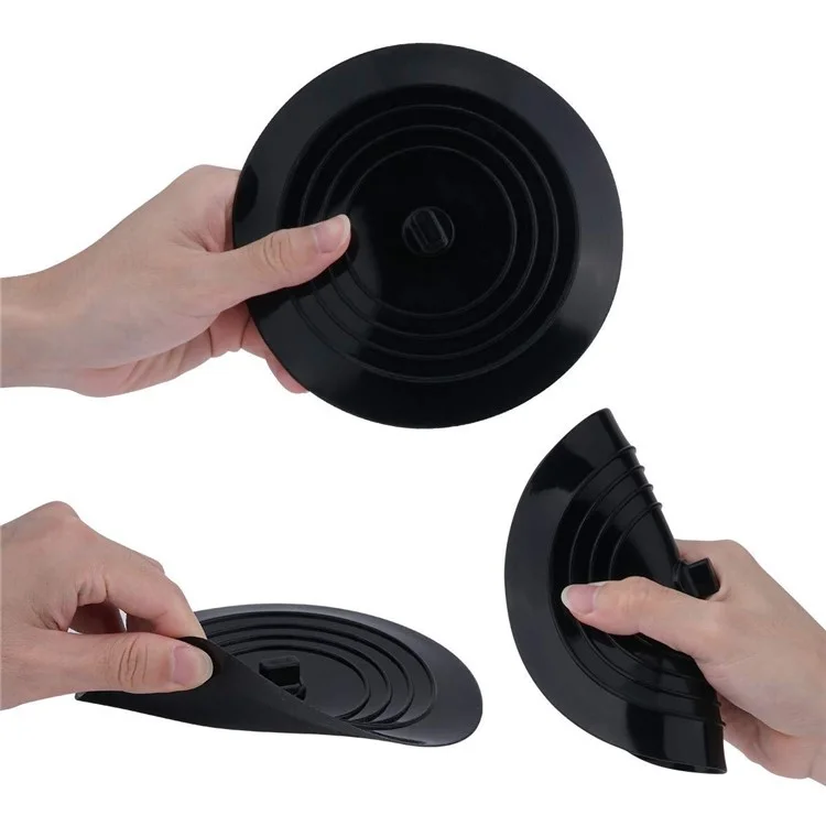 15cm Silicone Drain Cover Kitchen Sink Bathtub Hair Stopper Leak-proof Plug - Black