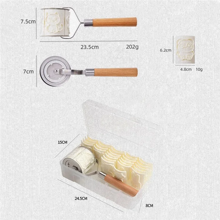 Cartoon Animals Biscuit Mold Roller Type Cookies Fondant Making Mould (BPA Free, No FDA) - Milky White