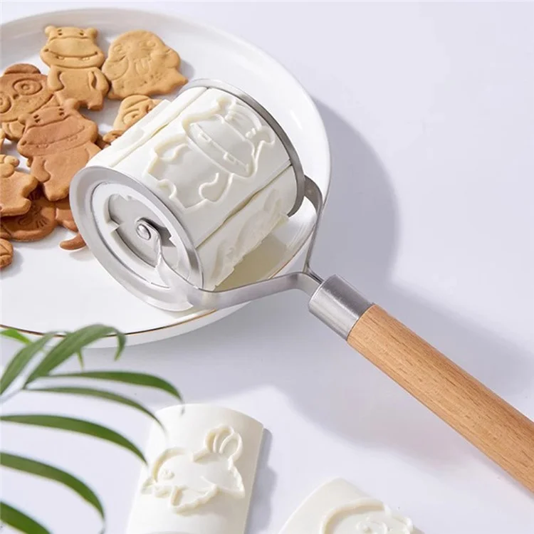 Cartoon Animals Biscuit Mold Roller Type Cookies Fondant Making Mould (BPA Free, No FDA) - Milky White
