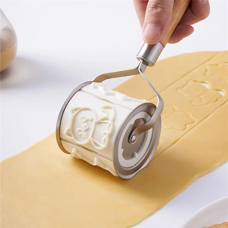 Cartoon Animals Biscuit Mold Roller Type Cookies Fondant Making Mould (BPA Free, No FDA) - Milky White