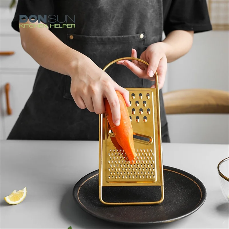 Flat Grater 430 Stainless Steel Cheese Grater, (No FDA, BPA-Free) - Gold