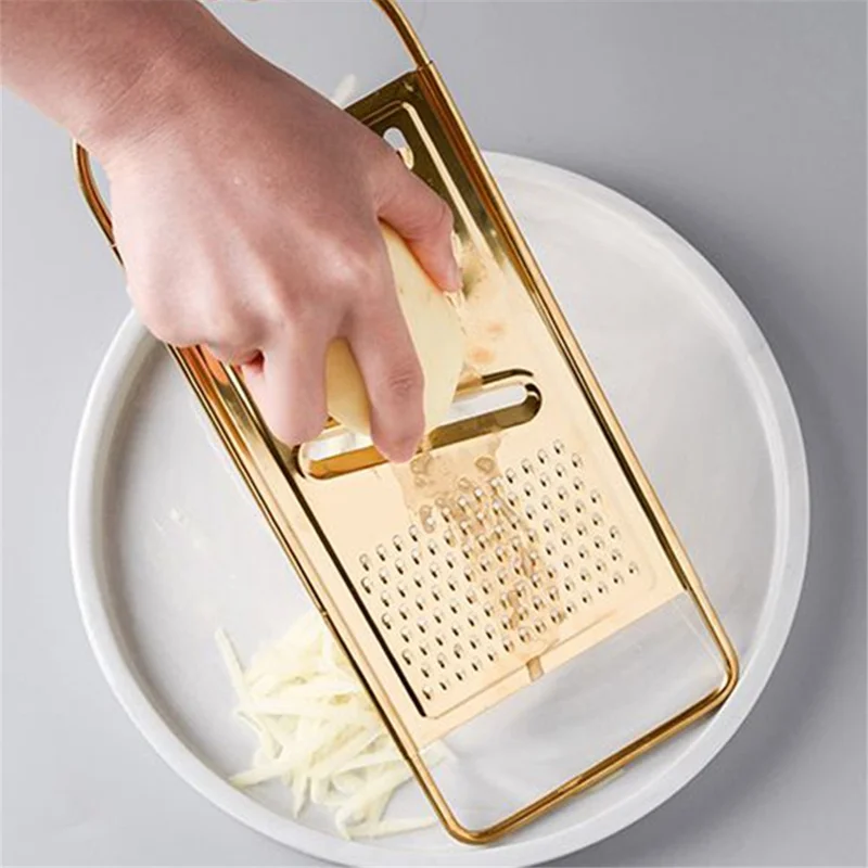 Flat Grater 430 Stainless Steel Cheese Grater, (No FDA, BPA-Free) - Gold