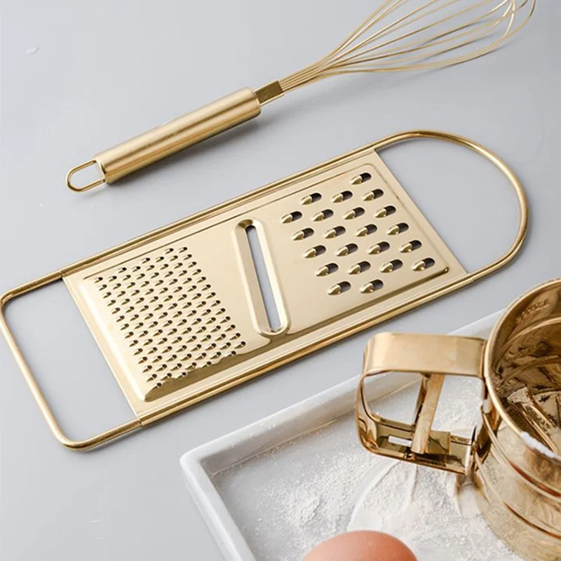 Flat Grater 430 Stainless Steel Cheese Grater, (No FDA, BPA-Free) - Gold