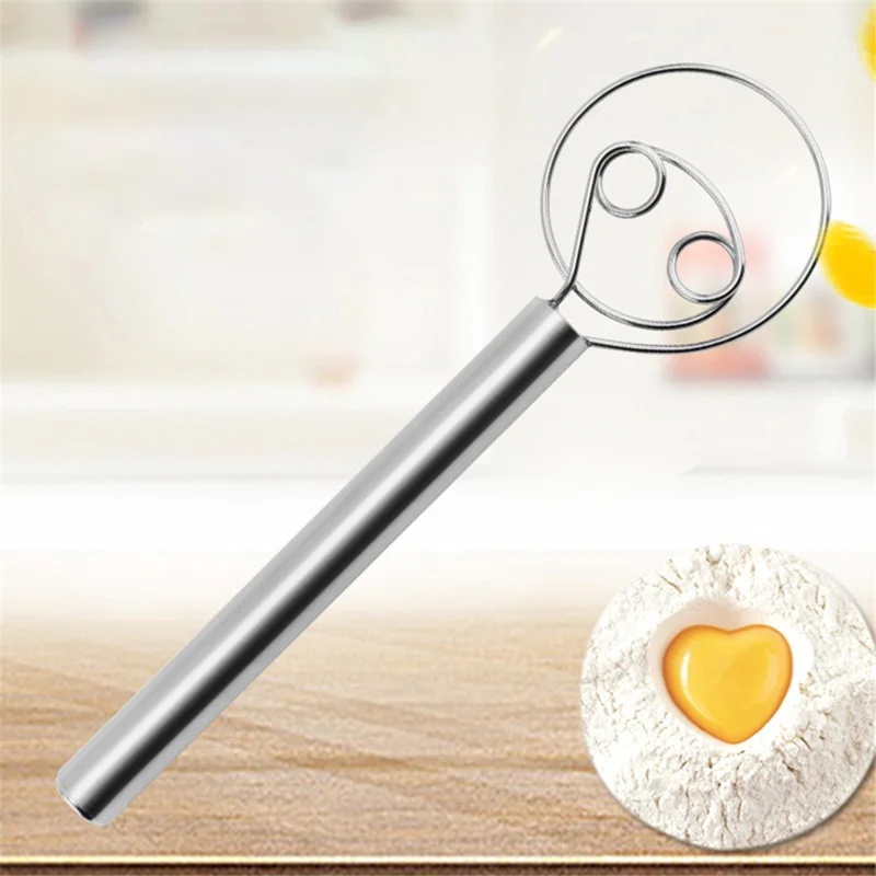 304 Stainless Steel Danish Dough Whisk Hand Mixer Blender (BPA-Free, No FDA) - 2 Eyes