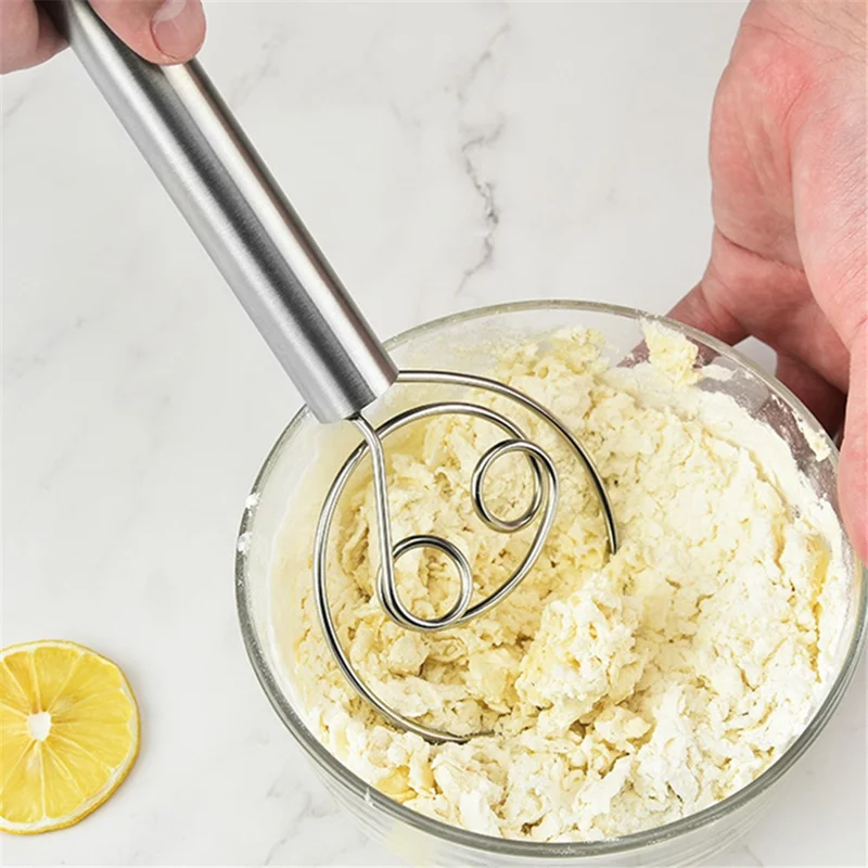 304 Stainless Steel Danish Dough Whisk Hand Mixer Blender (BPA-Free, No FDA) - 2 Eyes