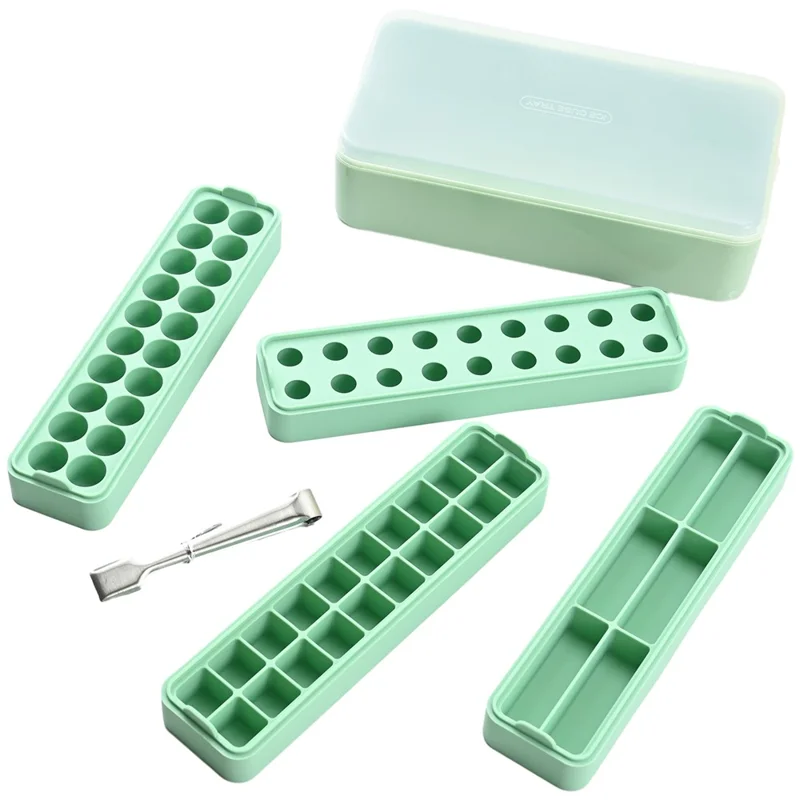4-in-1 Ice Cube Tray 4 Pack Ice Cubes Maker with Ice Clamp (BPA-Free / FDA Certified) - Green