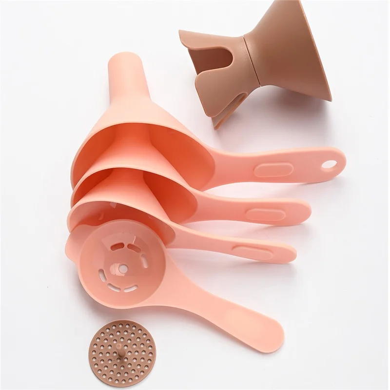 6-in-1 PP Oil Honey Grain Filtering Funnel Egg Separation Kitchen Funnel Set (FDA Certificated, BPA-free) - Pink