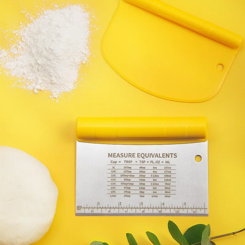 Stainless Steel Dough Scraper Scale Cutter Flour Pastry Cake Cutting Tool (BPA Free, No FDA)