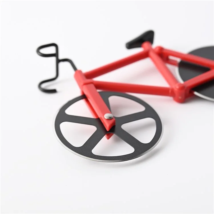 Bicycle Shaped Pizza Cutter Wheel Stainless Steel Blade Housewarming Gift (BPA-Free, No FDA) - Red