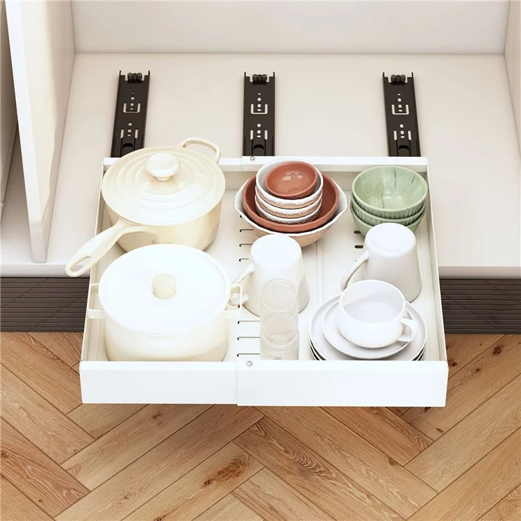 dbs220 Kitchen Cabinet Pull-out Storage Rack Carbon Steel Slide Rail Organizer Shelf - White