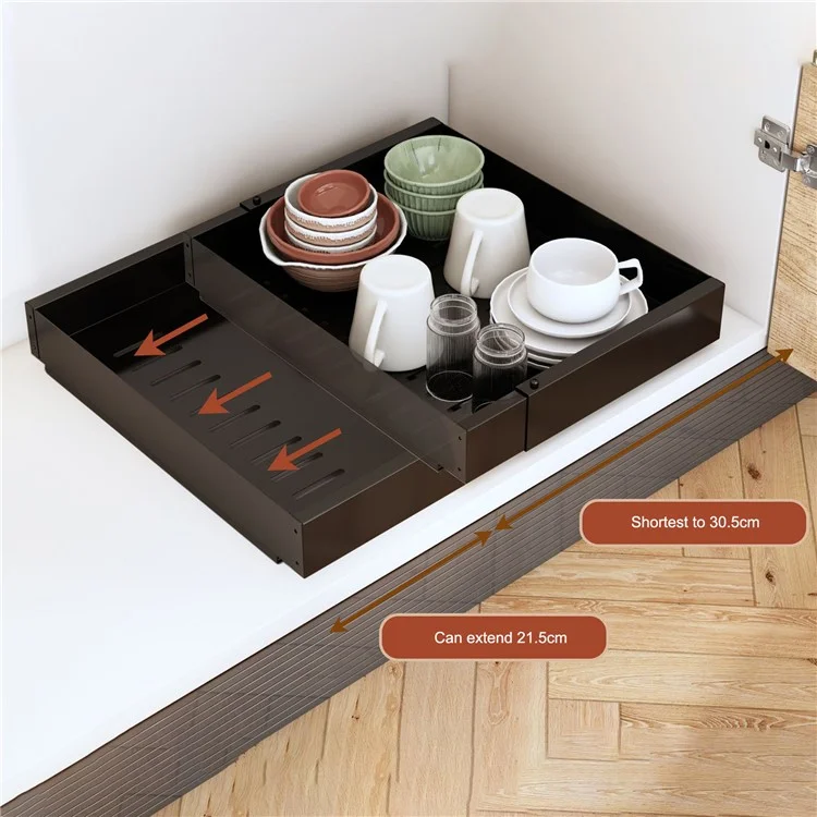 dbs220 Kitchen Cabinet Pull-out Storage Rack Carbon Steel Slide Rail Organizer Shelf - White