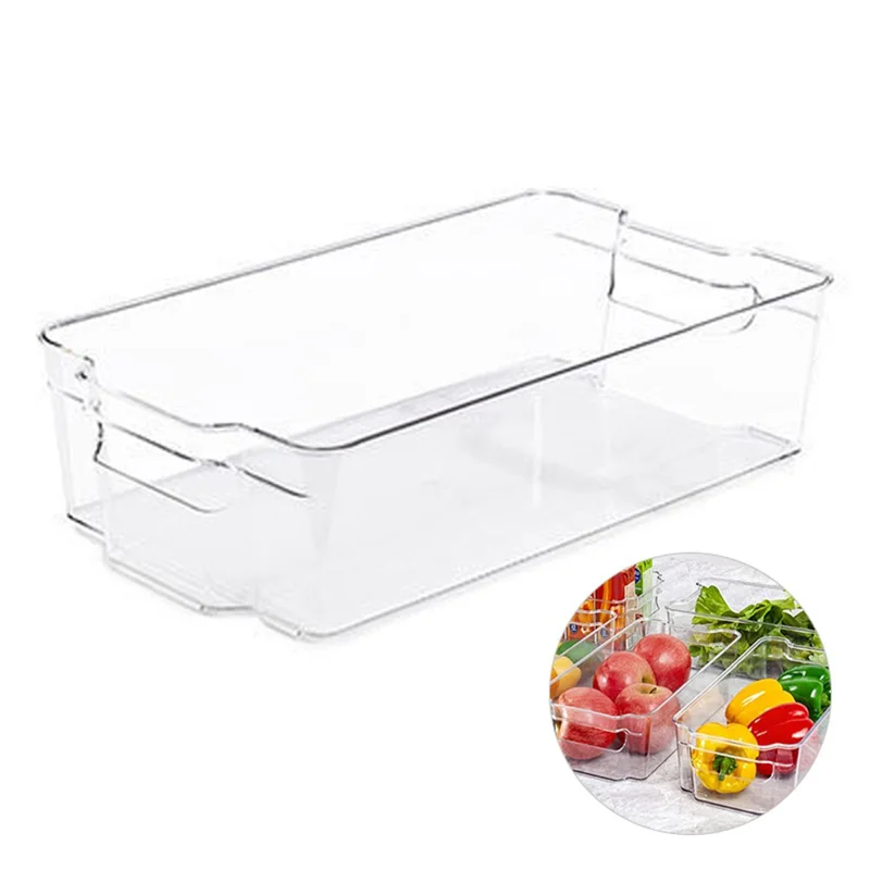 Clear PET Food Storage Container Refrigerator Organizer Bin (BPA-Free, No FDA), Size: L