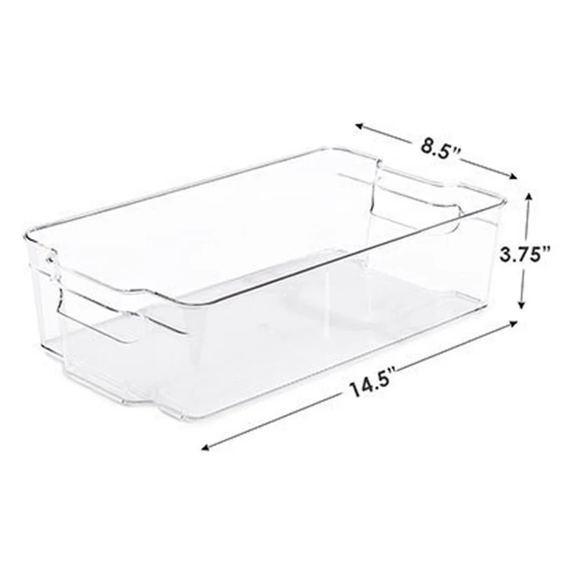 Clear PET Food Storage Container Refrigerator Organizer Bin (BPA-Free, No FDA), Size: L