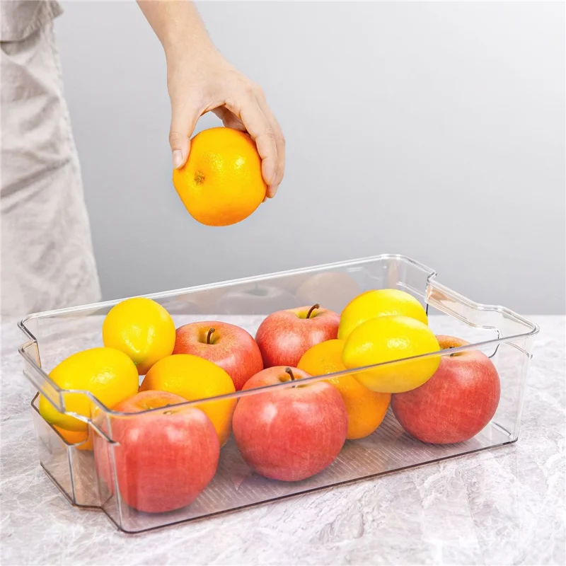 Clear PET Food Storage Container Refrigerator Organizer Bin (BPA-Free, No FDA), Size: L