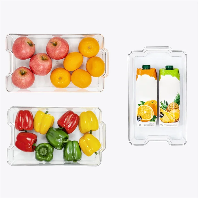 Clear PET Food Storage Container Refrigerator Organizer Bin (BPA-Free, No FDA), Size: L