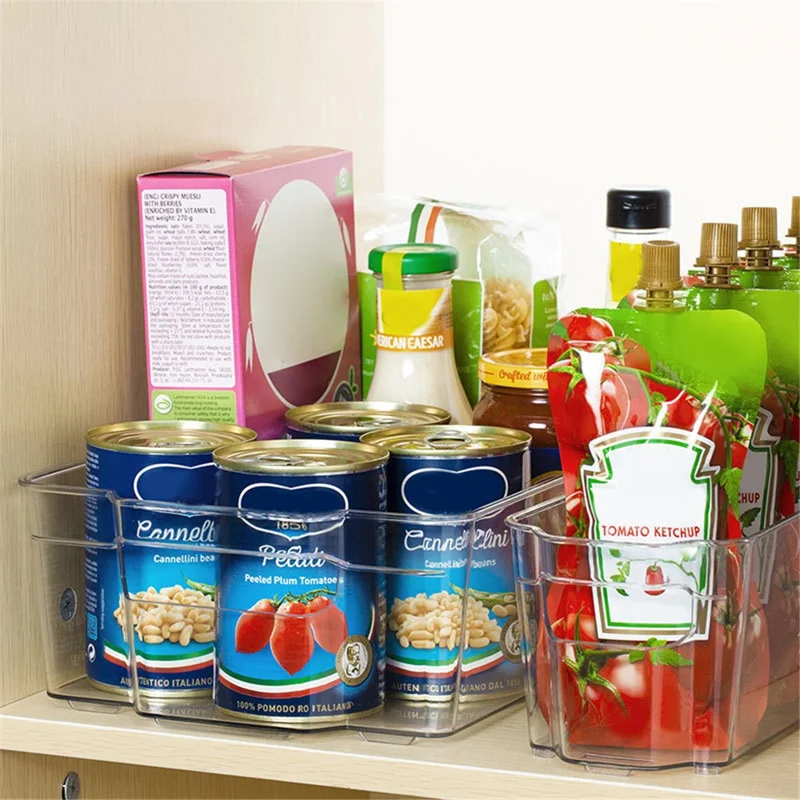Clear PET Food Storage Container Refrigerator Organizer Bin (BPA-Free, No FDA), Size: L