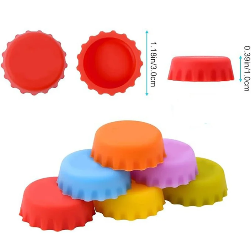Silicone Rubber Bottle Cap Reusable Beer Caps for Home Brewing Beer Kitchen Gadgets (BPA Free, FDA Certified) - Blue