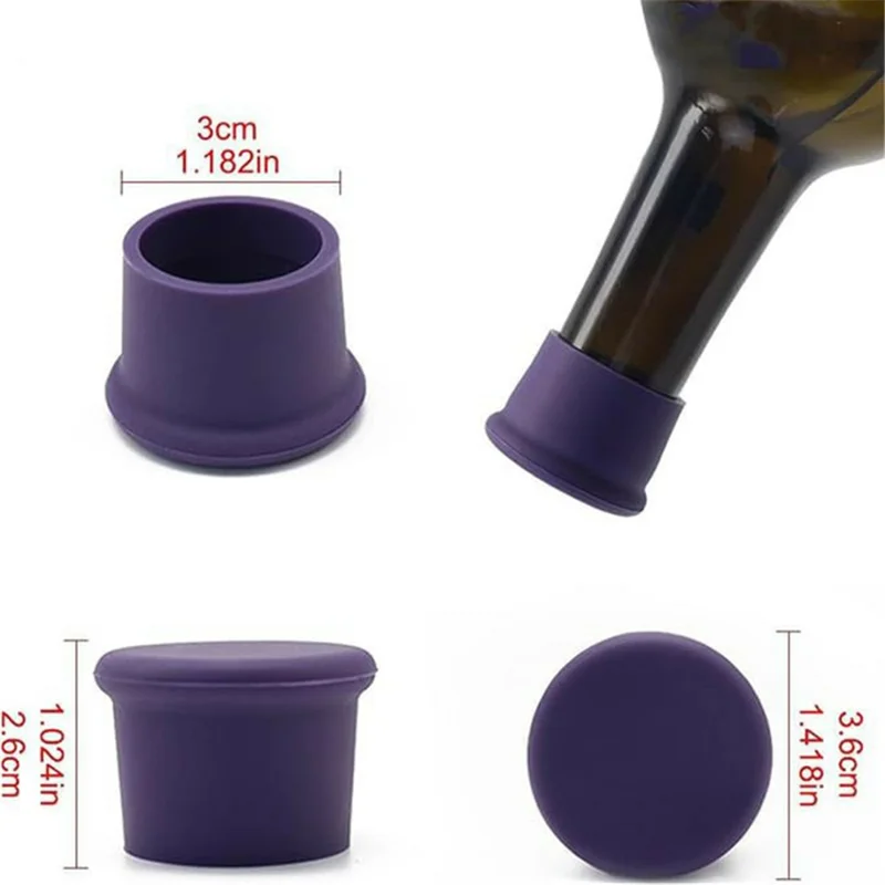 6Pcs / Set Leak Proof Silicone Wine Bottle Cap Reusable Beer Sealer Cover (BPA Free, No FDA)