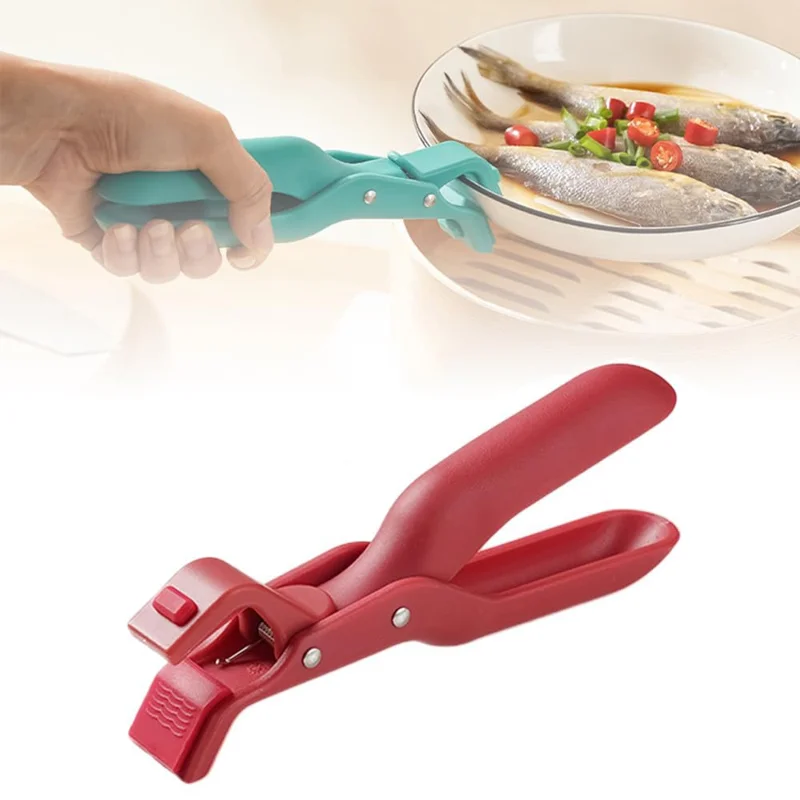 Kitchen Multifunction Anti-Scald PP Bowl Holder Clip for Pots, Plates - Red
