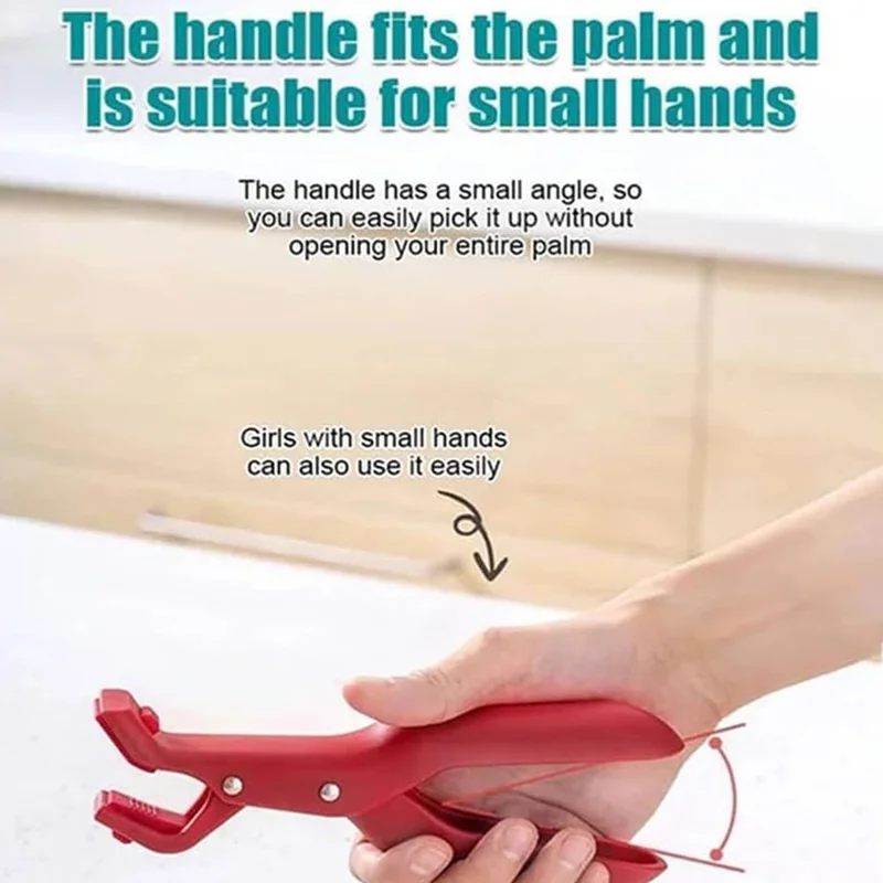 Kitchen Multifunction Anti-Scald PP Bowl Holder Clip for Pots, Plates - Red