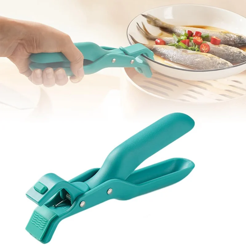 Kitchen Multifunction Anti-Scald PP Bowl Holder Clip for Pots, Plates - Green