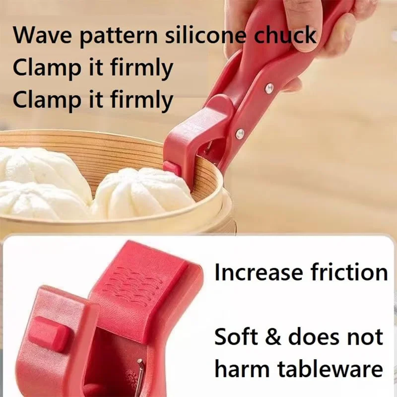 Kitchen Multifunction Anti-Scald PP Bowl Holder Clip for Pots, Plates - Green