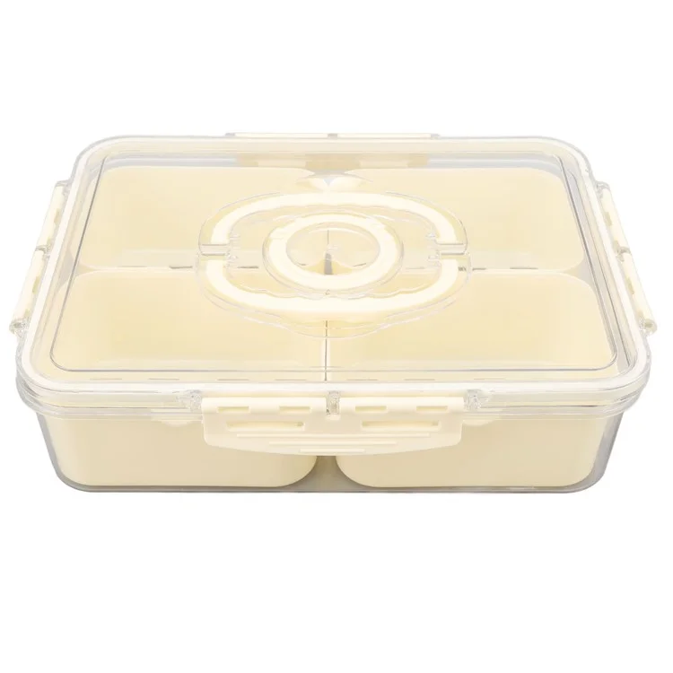 Sealed Food Storage Container with Lid, 4-Compartment Divided Fridge Organizer Box (BPA Free, US FDA)