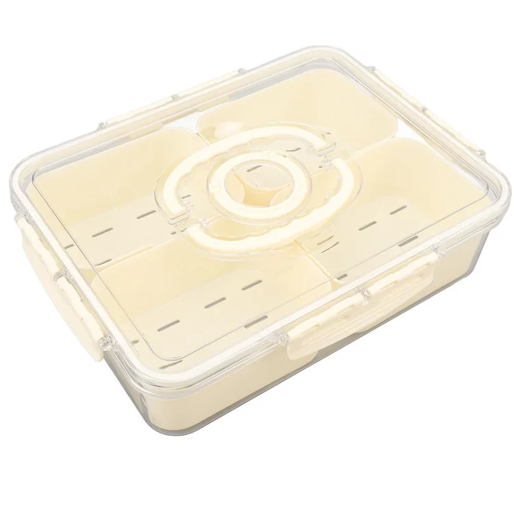 Sealed Food Storage Container with Lid, 4-Compartment Divided Fridge Organizer Box (BPA Free, US FDA)