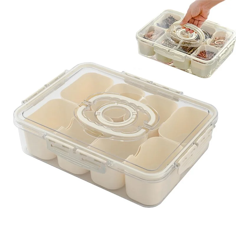 Sealed Food Storage Container with Lid, 8-Compartment Divided Fridge Organizer Box (BPA Free, US FDA)