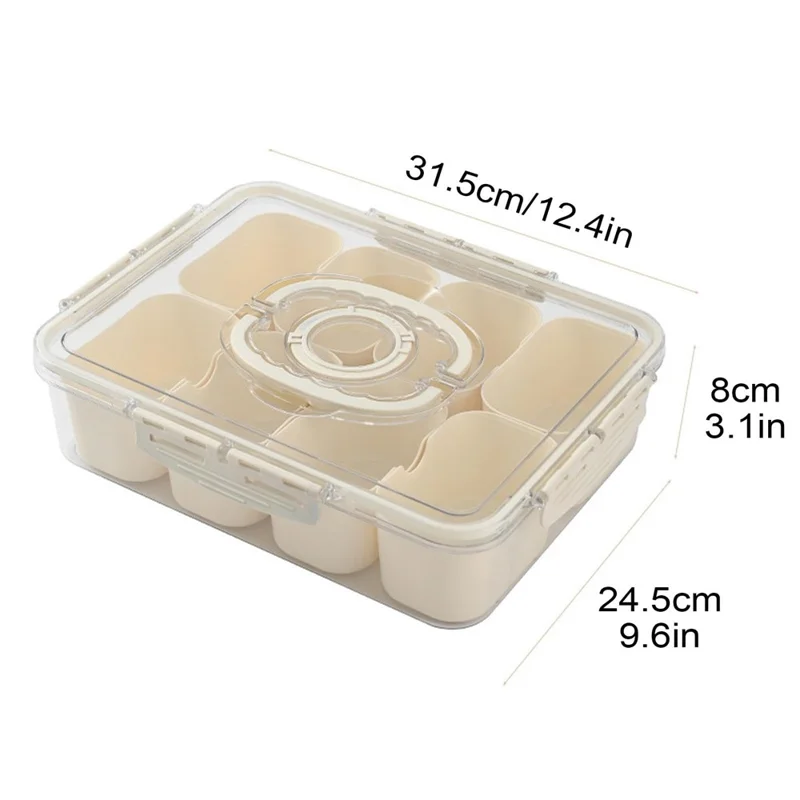 Sealed Food Storage Container with Lid, 8-Compartment Divided Fridge Organizer Box (BPA Free, US FDA)