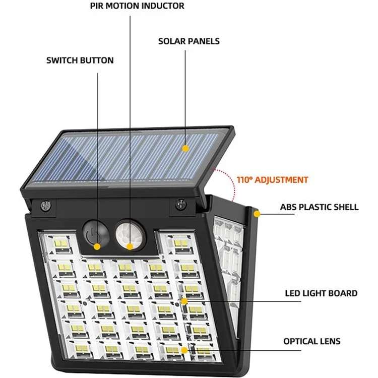 72d Solar Garden Yard Light Extérieur Lumière Étanche à Induction Étanche