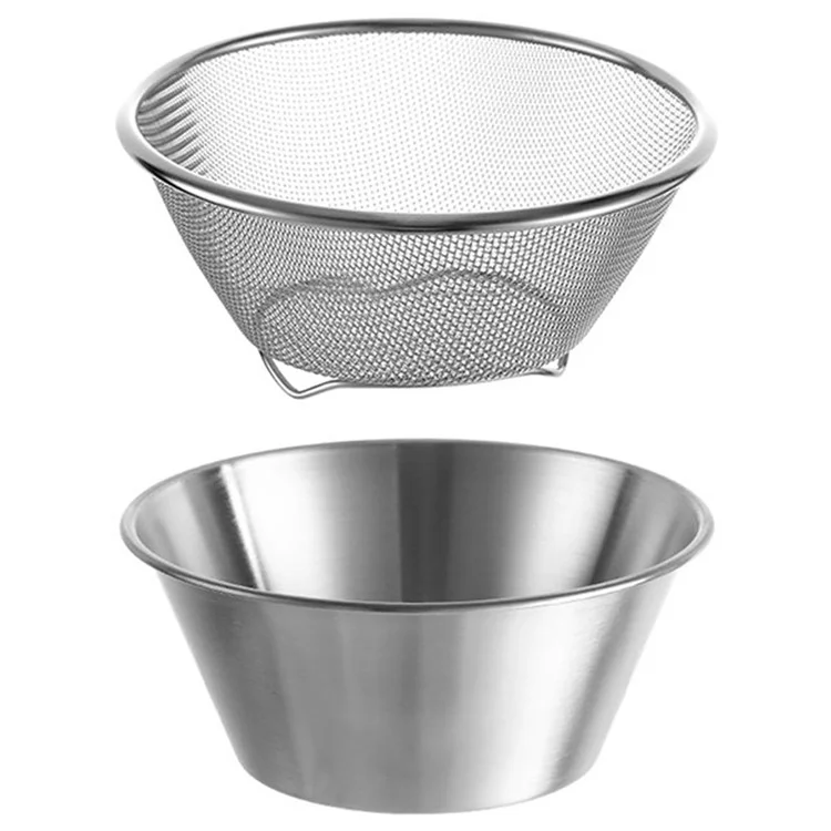 Mini Colador de 14 cm Con Tazón 304 Recipiente de Colador de Acero Inoxidable Para Bayas de Fresa