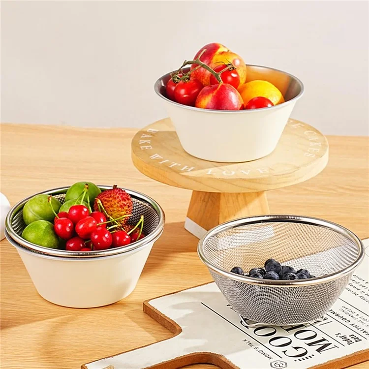14cm Mini Strainer with Bowl 304 Stainless Steel Colander Mini Colander Bowl Set for Washing & Draining