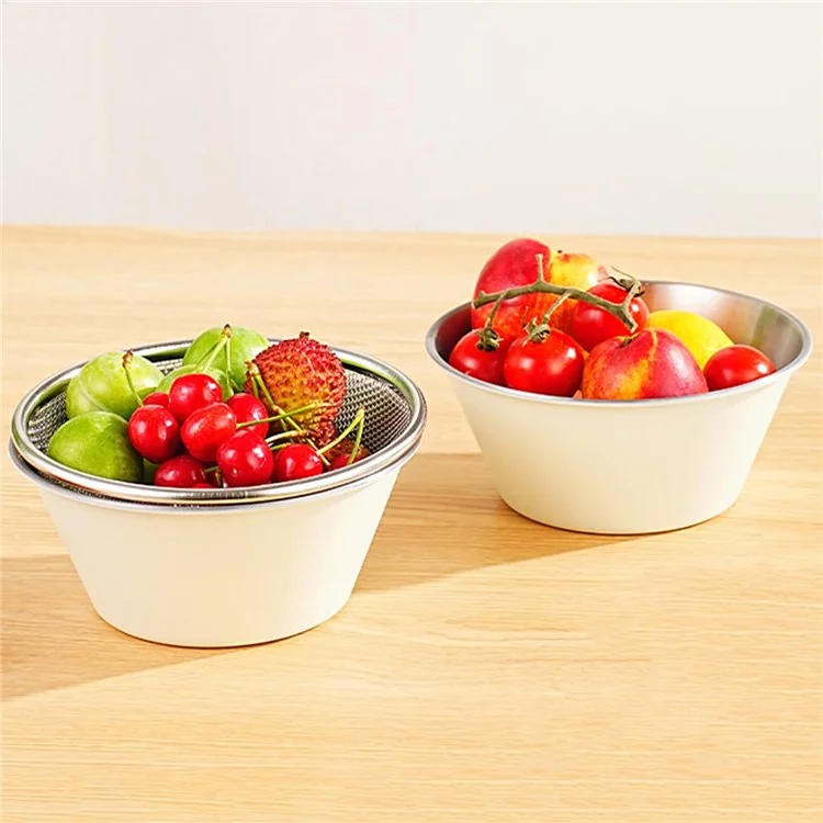 14cm Mini Strainer with Bowl 304 Stainless Steel Colander Mini Colander Bowl Set for Washing & Draining