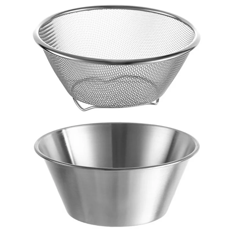 16cm Mini Strainer with Bowl 304 Stainless Steel Colander Mini Colander Bowl Set for Washing & Draining