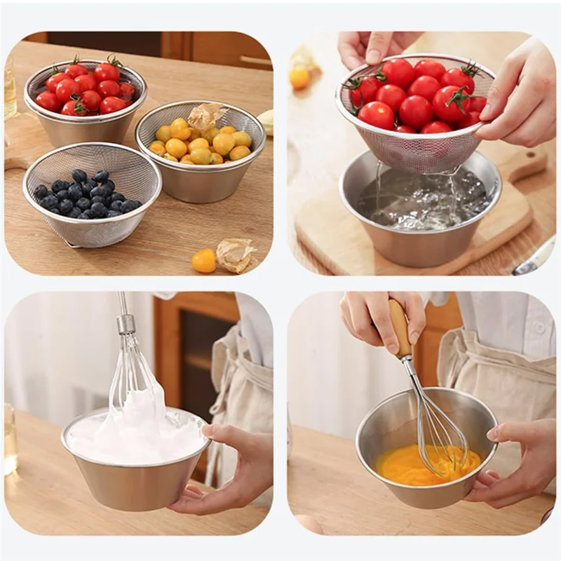 16cm Mini Strainer with Bowl 304 Stainless Steel Colander Mini Colander Bowl Set for Washing & Draining