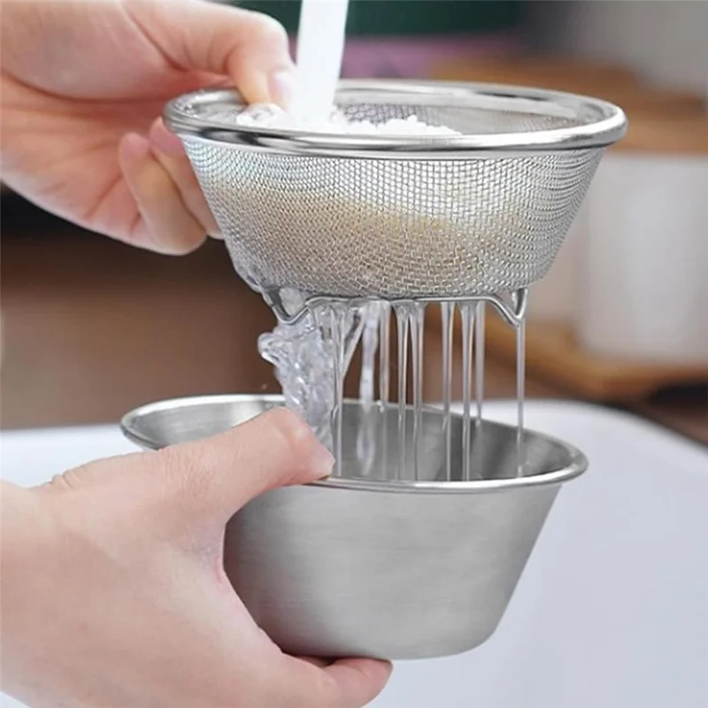 16cm Mini Strainer with Bowl 304 Stainless Steel Colander Mini Colander Bowl Set for Washing & Draining