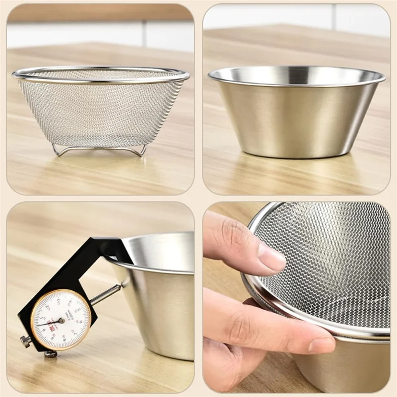 16cm Mini Strainer with Bowl 304 Stainless Steel Colander Mini Colander Bowl Set for Washing & Draining