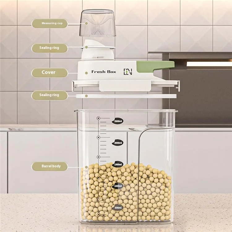 Recipiente Hermético de Tamaño Mediano para Almacenamiento de Cocina - Contenedor de Grado Alimenticio para Cereales / Snacks / Productos Secos ( Sin BPA , Sin FDA ) - Verde