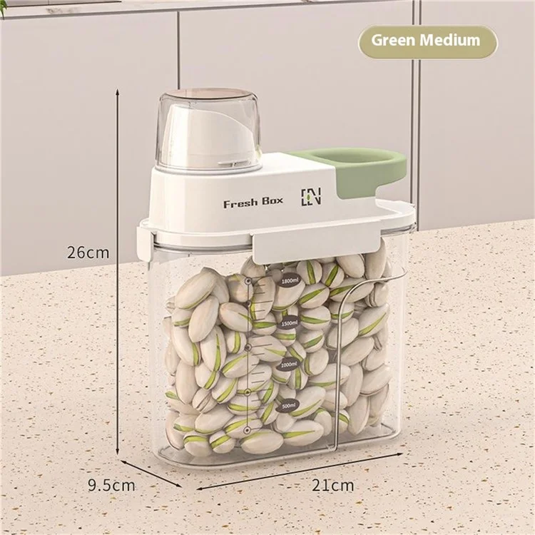 Recipiente Hermético de Tamaño Mediano para Almacenamiento de Cocina - Contenedor de Grado Alimenticio para Cereales / Snacks / Productos Secos ( Sin BPA , Sin FDA ) - Verde