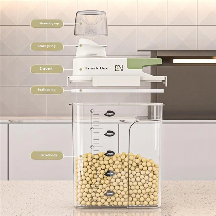 Recipiente Hermético Grande para Almacenamiento de Cocina, Contenedor de Grado Alimenticio para Cereales / Snacks / Productos Secos (Sin BPA, Sin FDA) - Verde