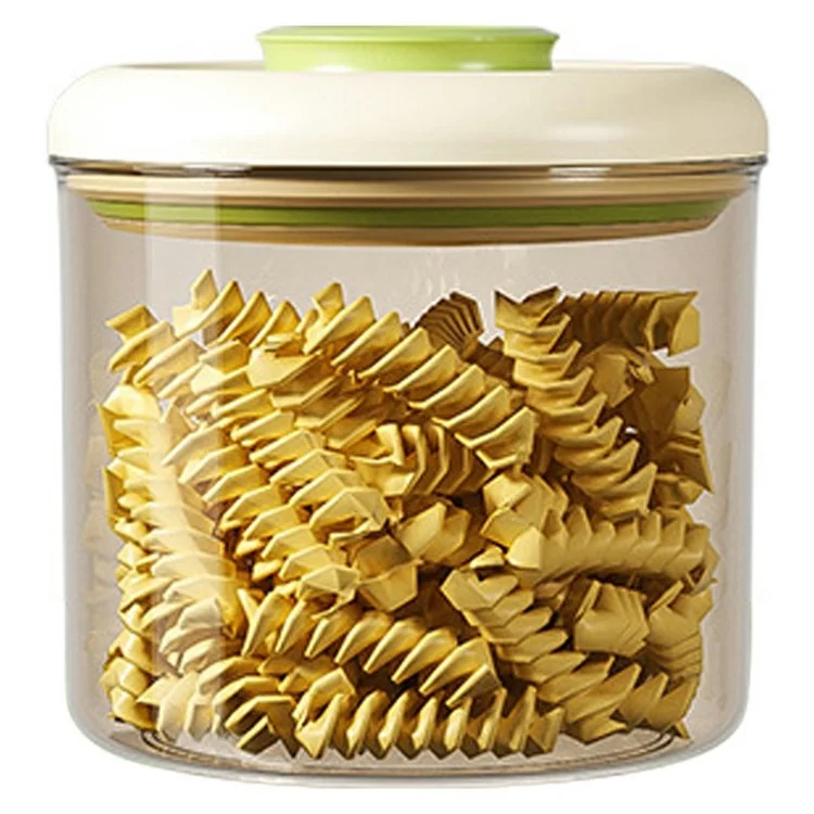 Contenedor hermético redondo de 1050 ml con pulsador para alimentos, granos y snacks de cocina (Sin BPA, Sin FDA) - Verde